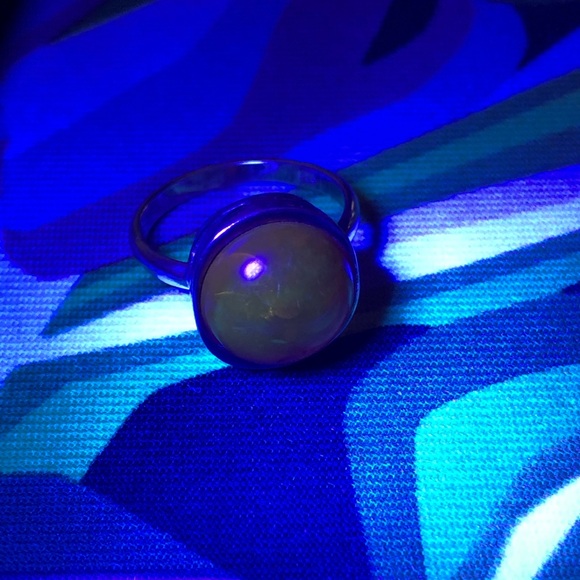 Vintage stamped sterling silver amber cabochon ring sz 6.25 glows - Picture 12 of 13